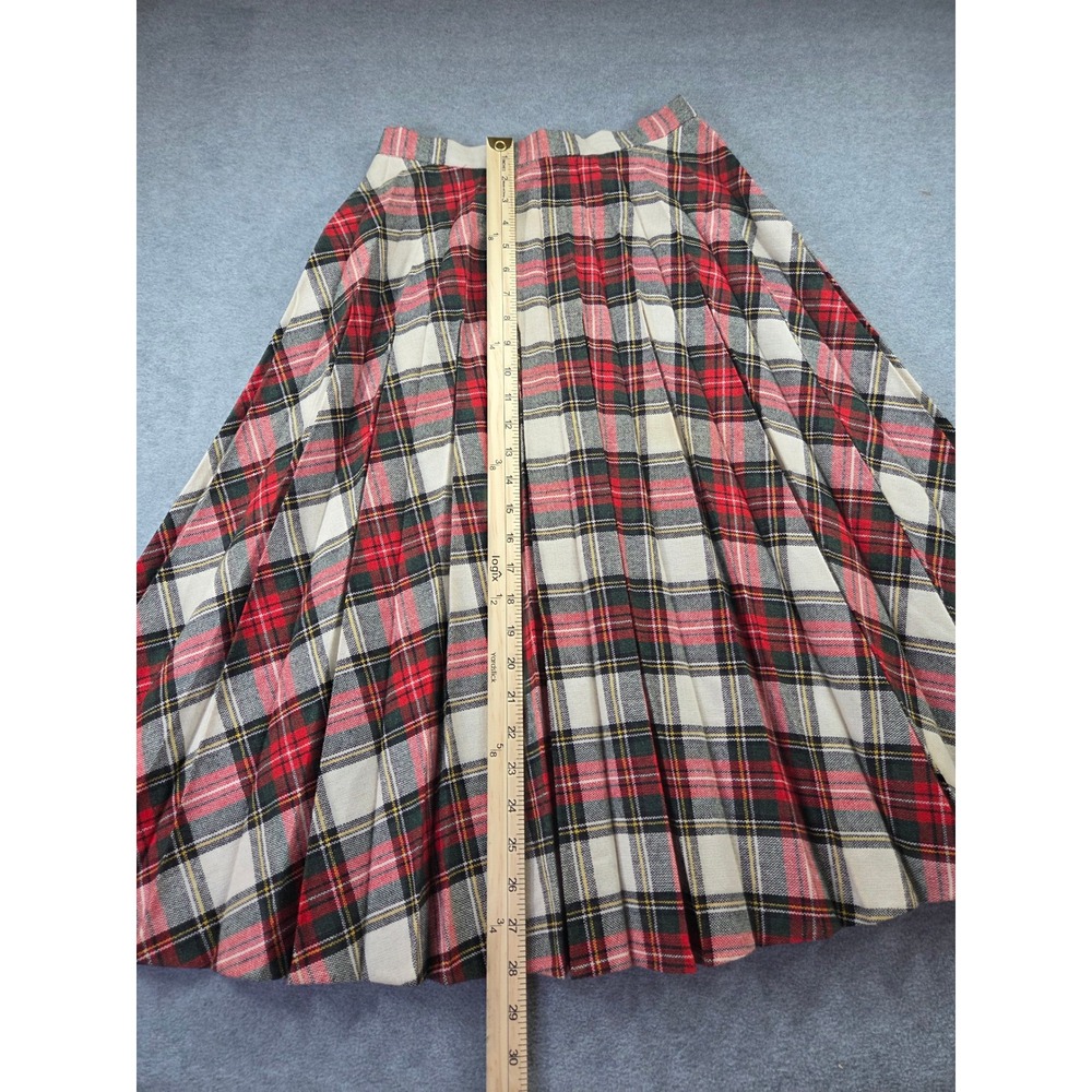 Unbranded Womens Vintage Plaid Pleated Midi Skirt Size 9-10 Red Dark Academia